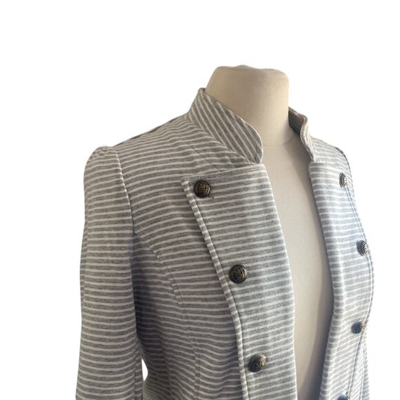 TOMMY HILFIGER Military Jacket Womens Sz Small Grey Striped Knit - Picture 2 of 6